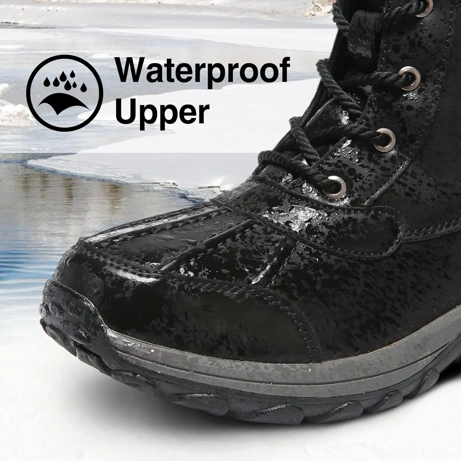 Mens Snow Duck Boots Waterproof Insulated Warm Fur Lined Winter Boots Non Slip Rubber Hiking Boots Casual Outdoor