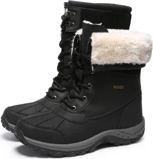 Mens Snow Duck Boots Waterproof Insulated Warm Fur Lined Winter Boots Non Slip Rubber Hiking Boots Casual Outdoor