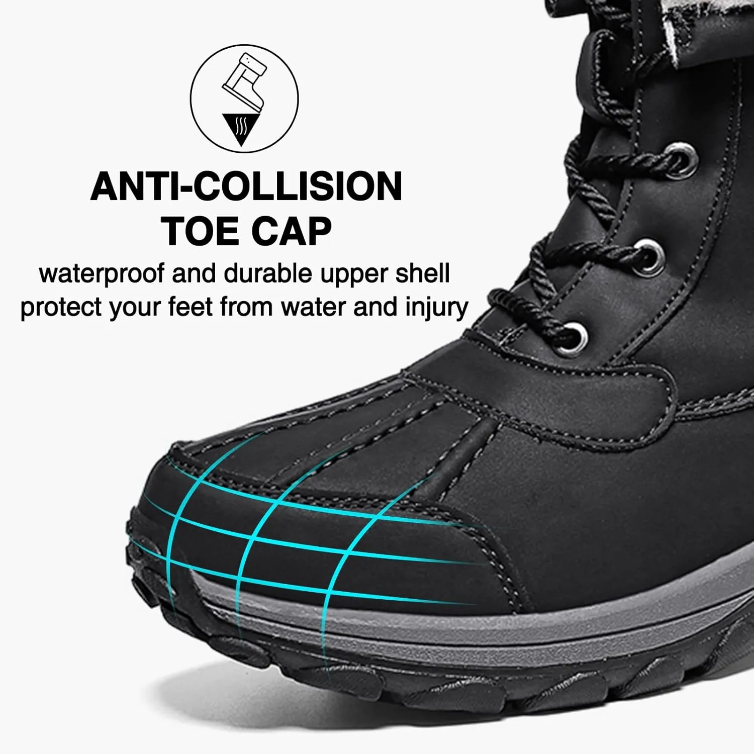 Mens Snow Duck Boots Waterproof Insulated Warm Fur Lined Winter Boots Non Slip Rubber Hiking Boots Casual Outdoor