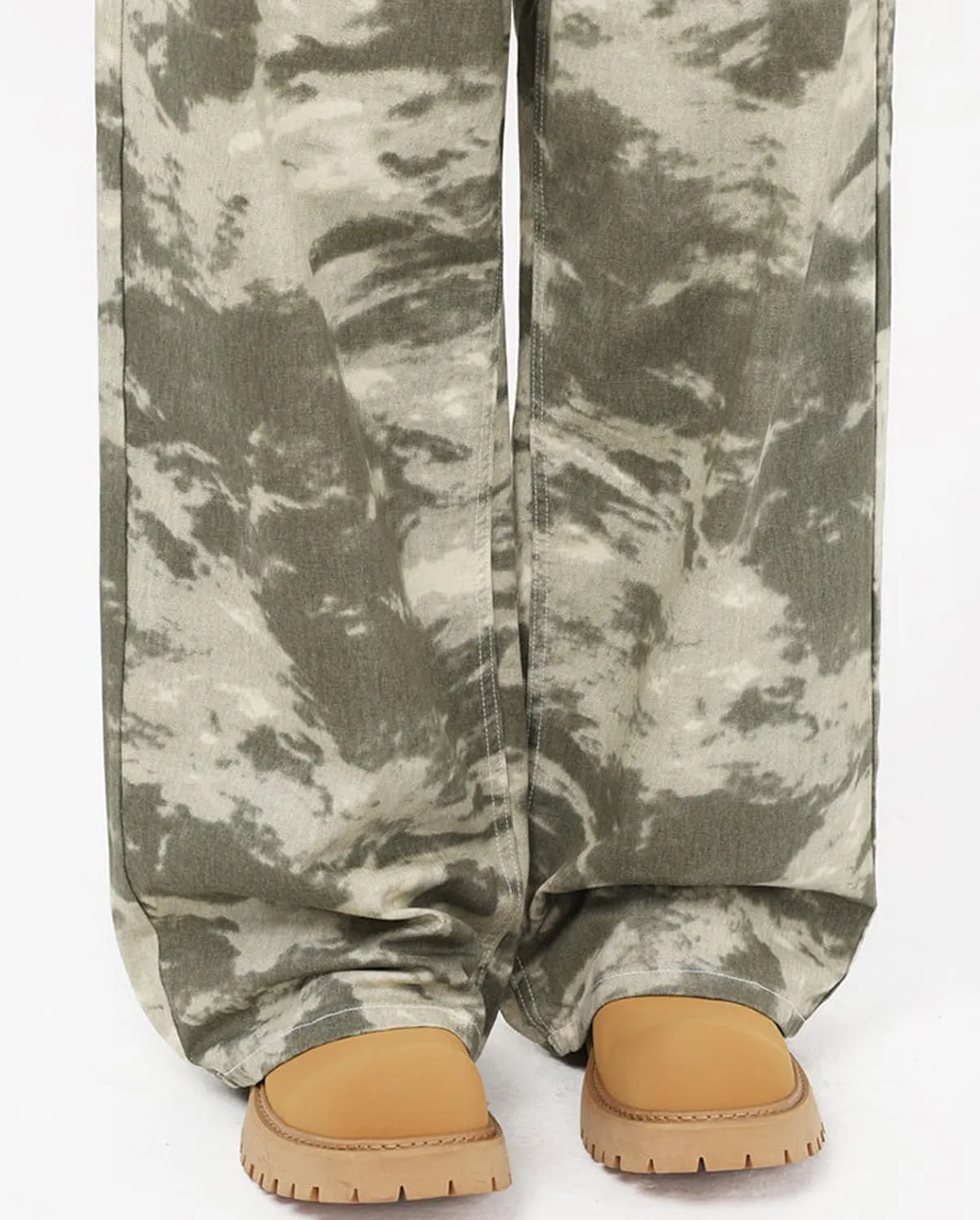 Mens Teen Boys Camo Printed Baggy Jeans Mid Rise Loose Fit Camouflage Skater Y2k Wide Leg Streetwear Denim Pants