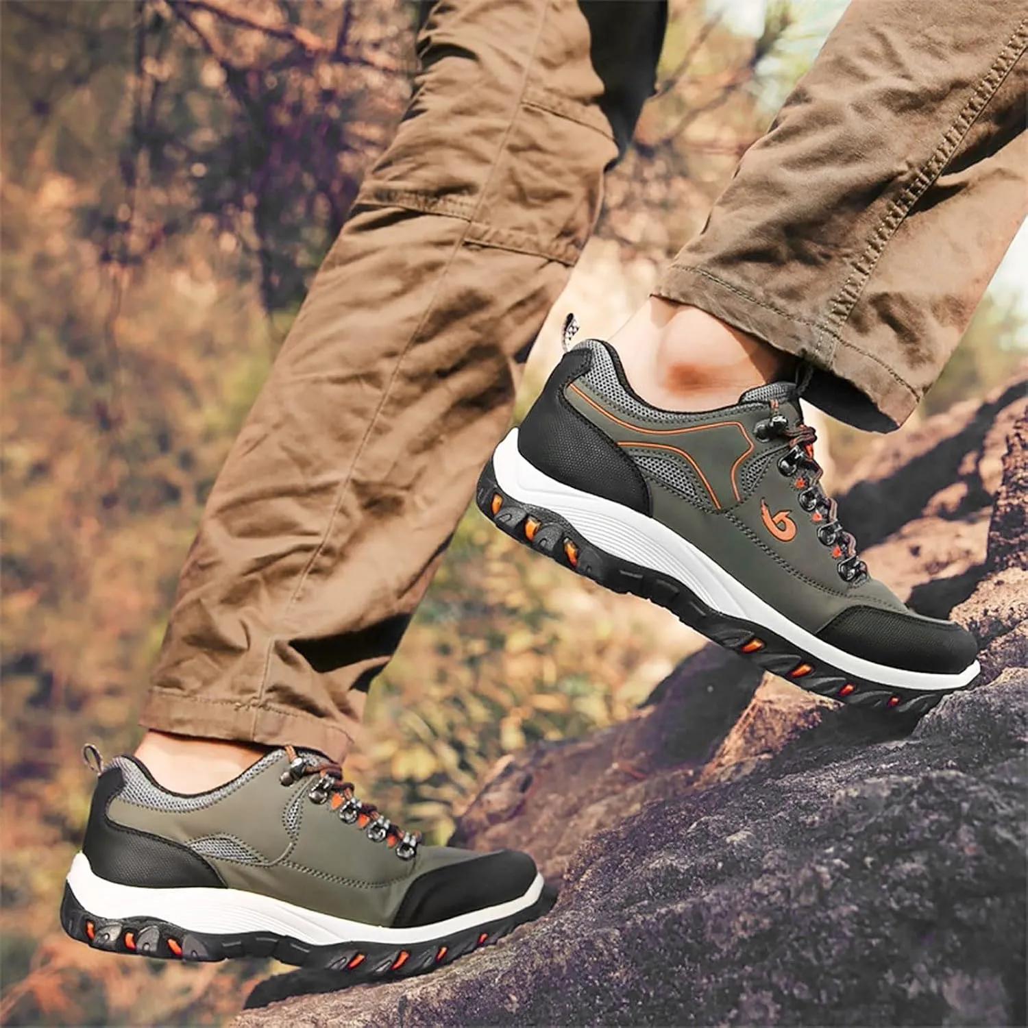 Men's Walking Shoes Waterproof Hiking Shoes Slip on Orthopedic Sneakers Outdoor Non Slip Shoes Casual Trail Shoes