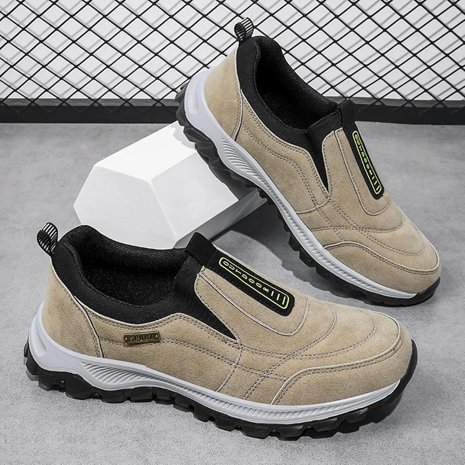 Men's Walking Shoes Waterproof Hiking Shoes Slip on Orthopedic Sneakers Outdoor Non Slip Shoes Casual Trail Shoes