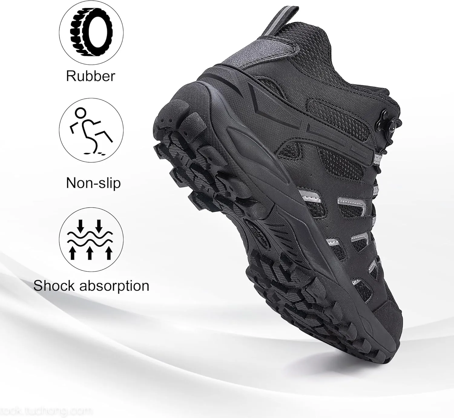 Men's Waterproof Slip Resistant Hiking Boots Outdoor Trail Trekking Camping Casual Walking Hunting Shoes Mountain Travel Mid Ankle Lace up