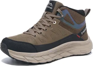 Men's Waterproof Slip Resistant Outdoor Ankle High Boots Trails Womens Relaxed Fit Lightweight Hiking Walking Casual Hunting Workout Shoes Rainproof Lace up