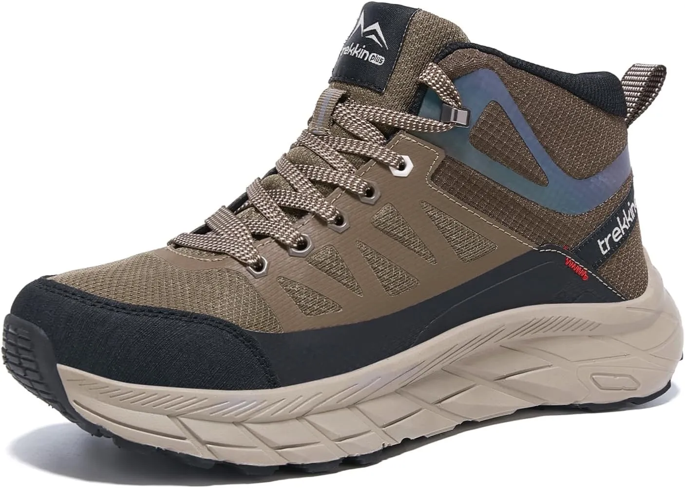 Men's Waterproof Slip Resistant Outdoor Ankle High Boots Trails Womens Relaxed Fit Lightweight Hiking Walking Casual Hunting Workout Shoes Rainproof Lace up