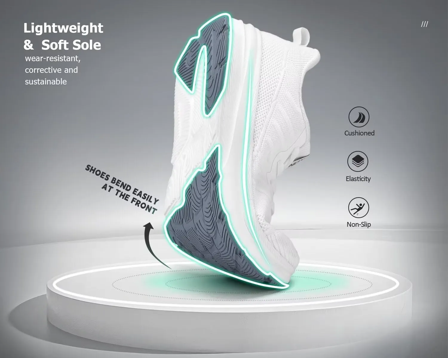Mens Wide Walking Shoes Soft Sole Non Slip Running Comfortable Tennis Breathable Athletic Gym Workout Sport Sneakers