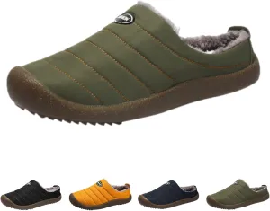 Mens Winter Boots Waterproof Snow Shoes, Unisex Hiking Footwear Slip-On Ankle Booties, High Top Womens Warm Slippers with Fuzzy Plush Lining Non-Slip Fur Lined Outdoor Sneakers