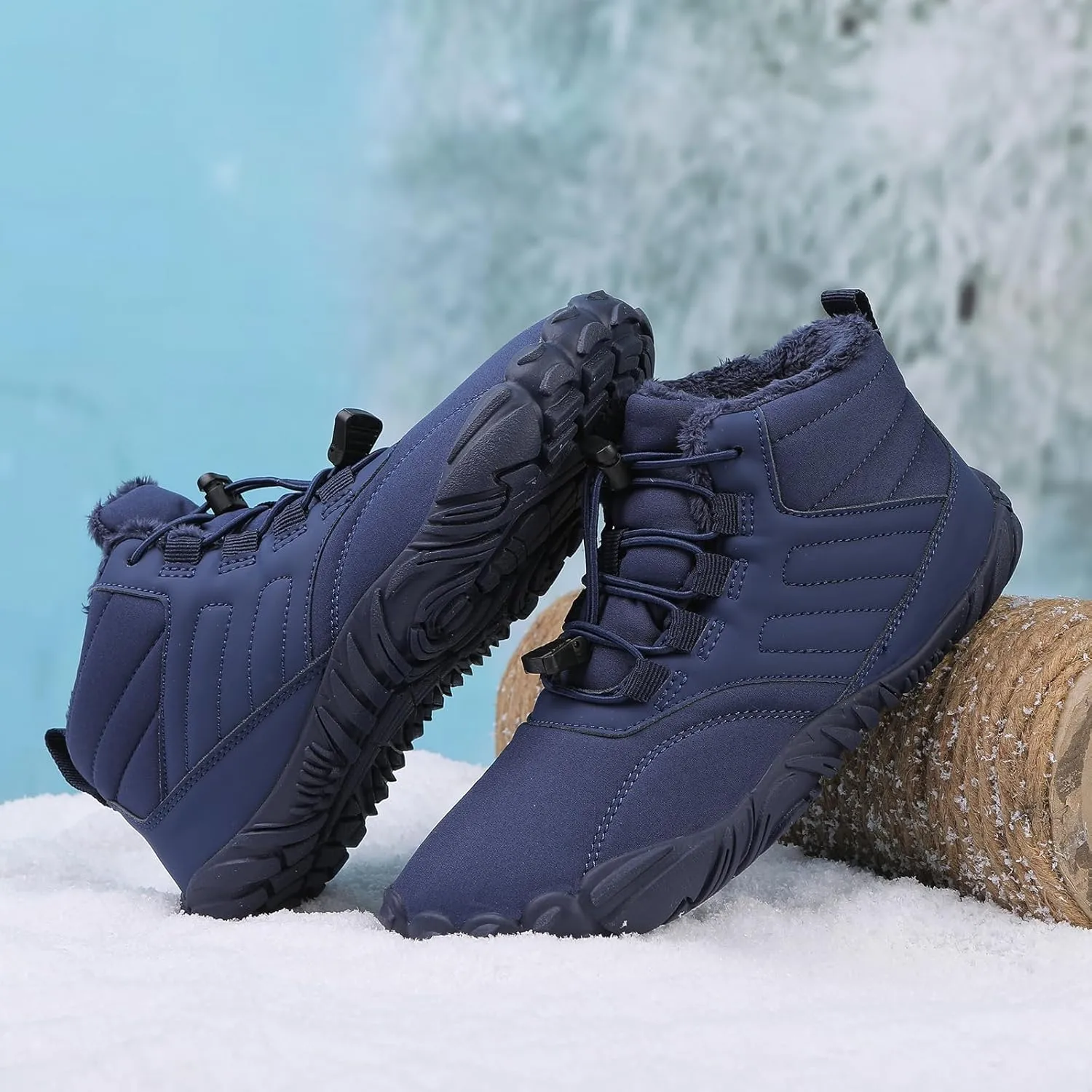 Mens Womens Hike Barefoot Minimalist Shoes Winter Footwear Zero Drop Sole Wide Toe Box Waterproof Hiking Boots Women Warm and comfortable
