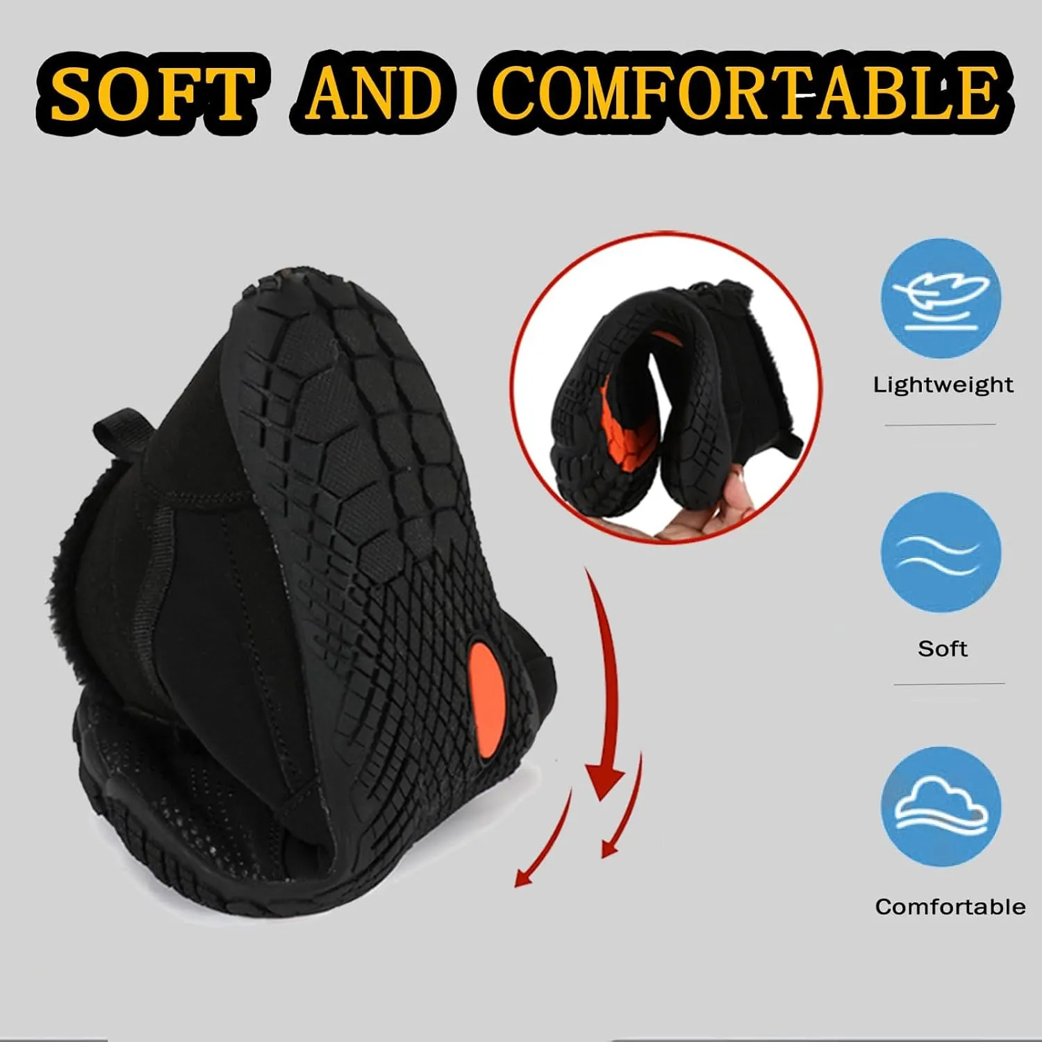 Mens Womens Snow Boots Barefoot Shoes Waterproof Wide Toe Box Shoes Minimalist Zero Drop Sole Cotton Boots Sneakers