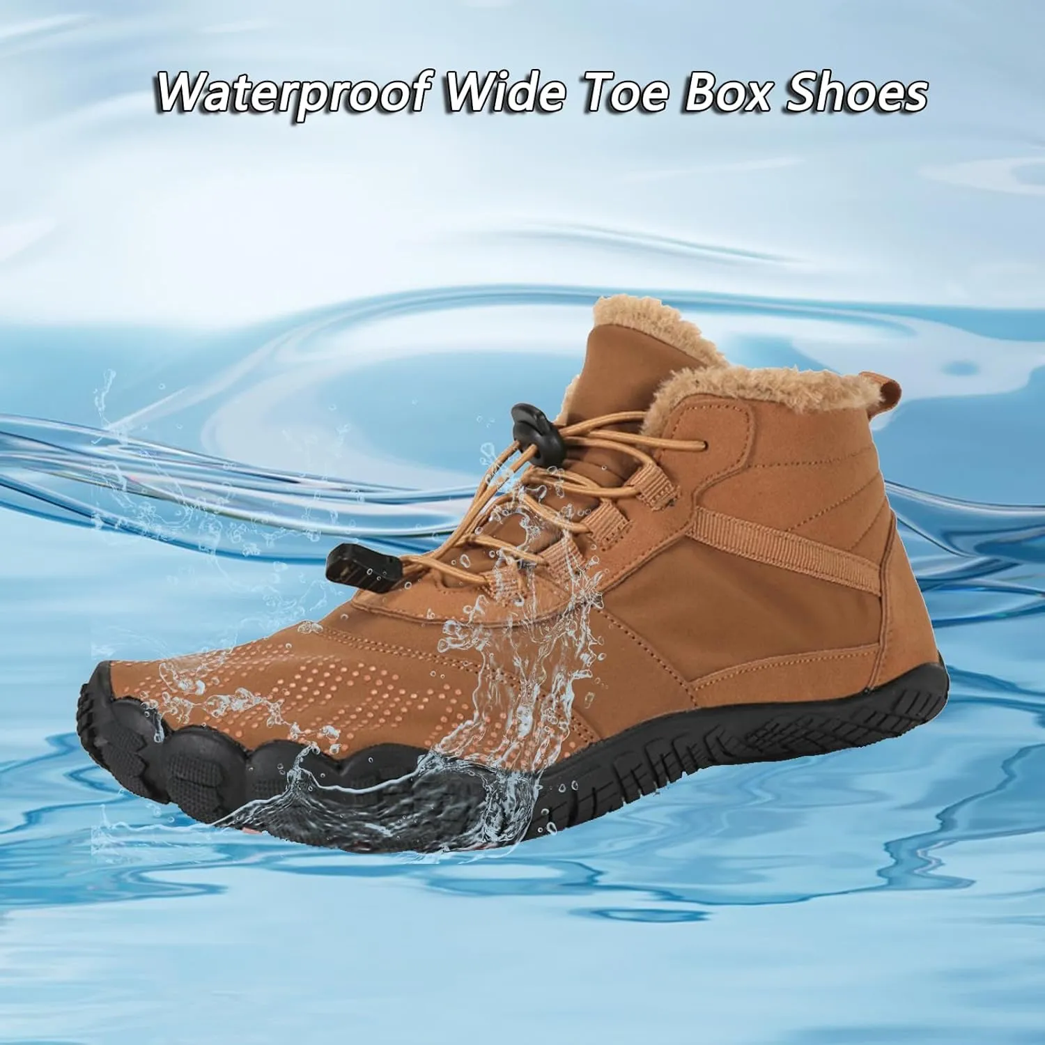 Mens Womens Snow Boots Barefoot Shoes Waterproof Wide Toe Box Shoes Minimalist Zero Drop Sole Cotton Boots Sneakers