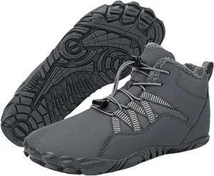 Men's Women's Winter Barefoot Hiking Boots, Slip On Warm Zero Drop Snow Boot, Wide Toe Box Ankle boots, Minimalist Waterproof Shoes, Five Finger Sneakers Hike Shoes for Hiking Walking Outdoor Unisex