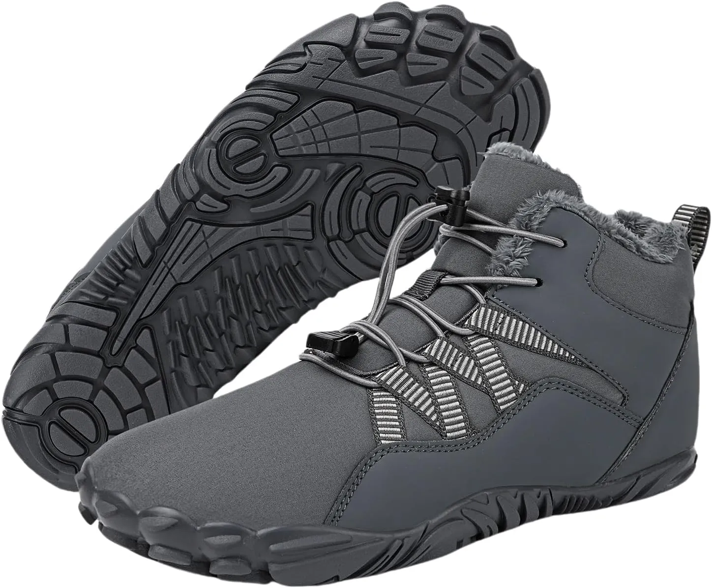 Men's Women's Winter Barefoot Hiking Boots, Slip On Warm Zero Drop Snow Boot, Wide Toe Box Ankle boots, Minimalist Waterproof Shoes, Five Finger Sneakers Hike Shoes for Hiking Walking Outdoor Unisex
