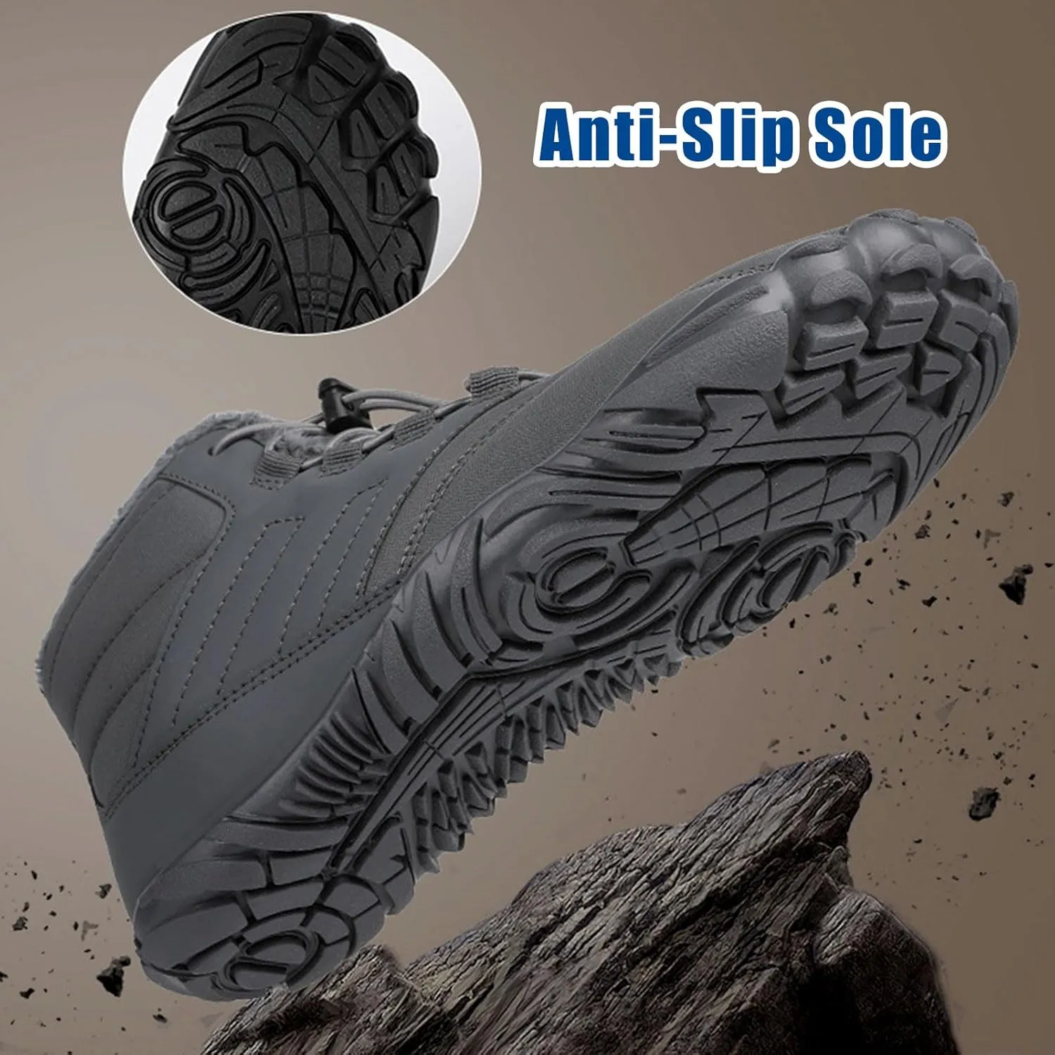 Men's Women's Winter Barefoot Hiking Boots, Slip On Warm Zero Drop Snow Boots, Wide Toe Box Booties, Waterproof Shoes Sneakers Hike Shoes for Hiking Walking Outdoor Unisex