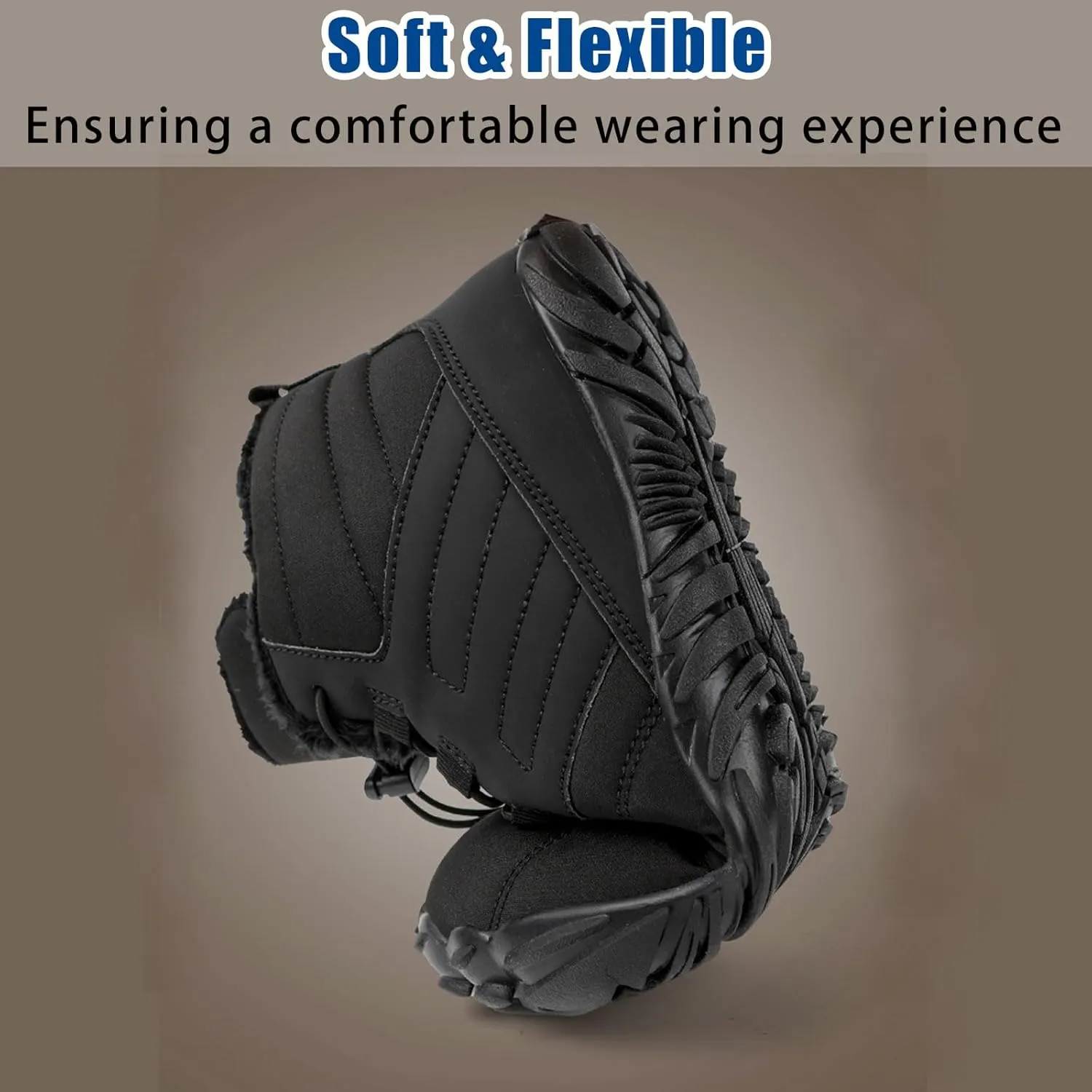 Men's Women's Winter Barefoot Hiking Boots, Slip On Warm Zero Drop Snow Boots, Wide Toe Box Booties, Waterproof Shoes Sneakers Hike Shoes for Hiking Walking Outdoor Unisex