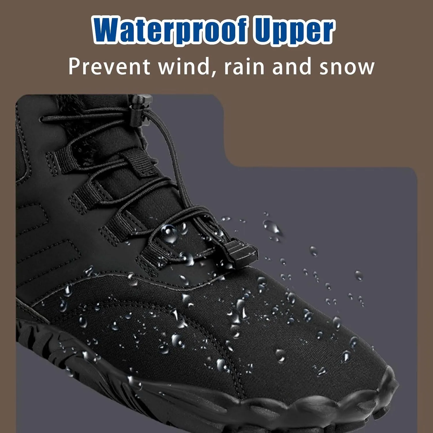 Men's Women's Winter Barefoot Hiking Boots, Slip On Warm Zero Drop Snow Boots, Wide Toe Box Booties, Waterproof Shoes Sneakers Hike Shoes for Hiking Walking Outdoor Unisex