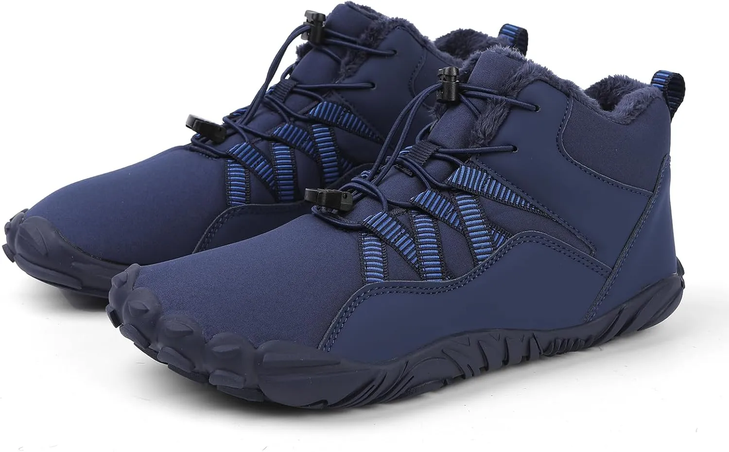 Men's Women's Winter Snow Boots, Slip On Warm Fur Lined Zero Drop Barefoot Hiking Boots, Wide Toe Box Ankle Booties, Minimalist Waterproof Non-Slip Sneakers Hike Shoes for Hiking Walking Outdoor