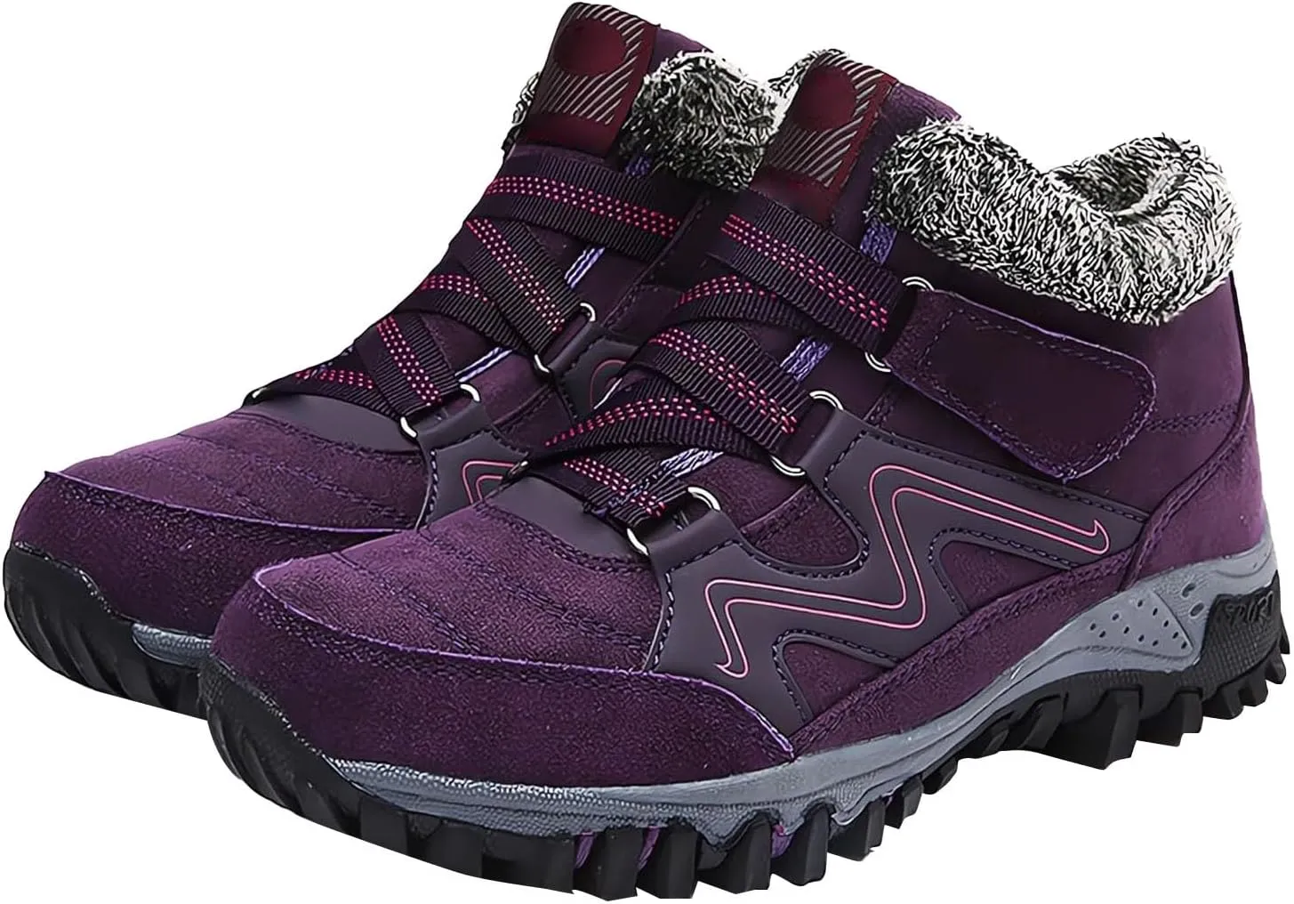 Mens Work Boots Soft Toe Hiking Sneakers Fur Lined Ankle Boot Womens Workout Shoes with Zipper Winter Outdoor Botas Waterproof Non Slip Hike Grounded Footwear