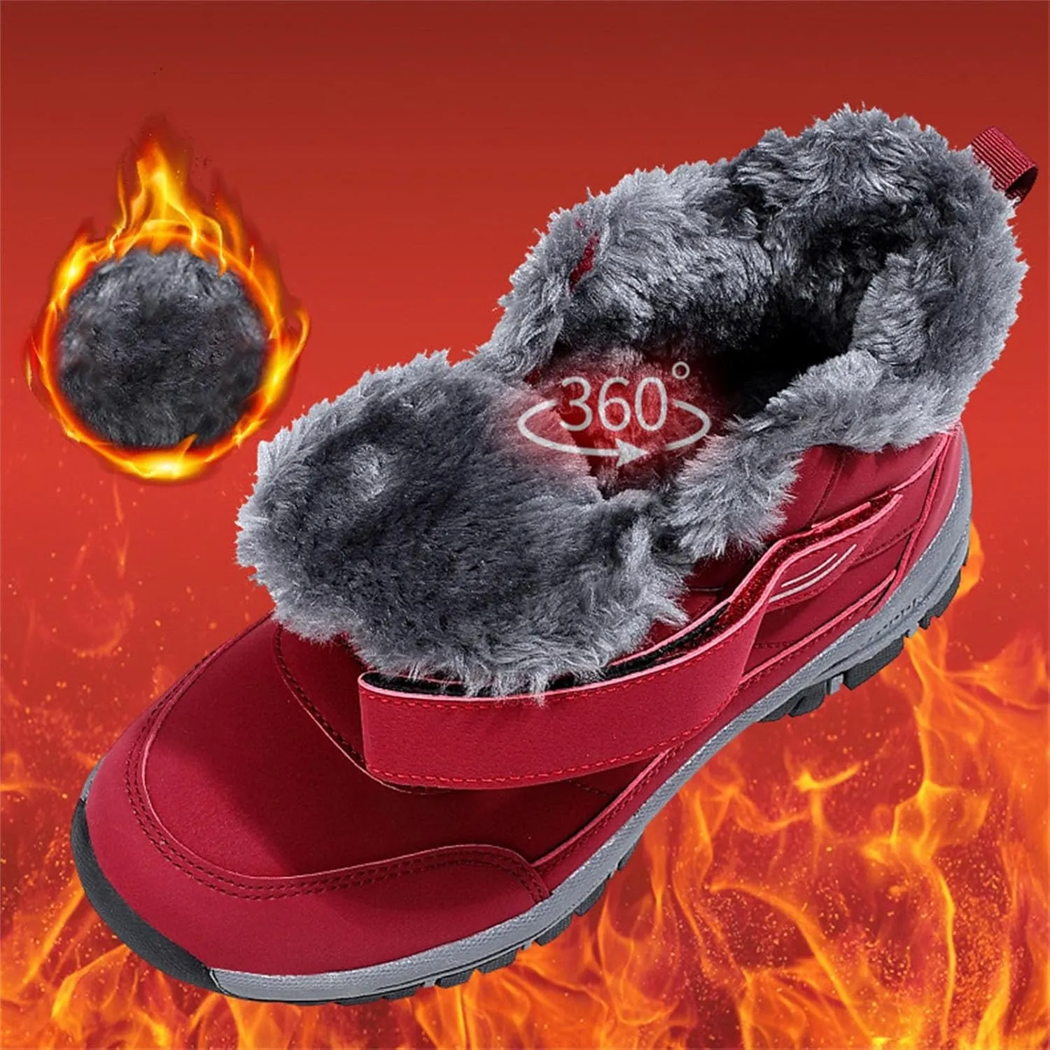Mens Work Boots Steel Toe Hiking Sneakers Shoes Warm Fur Lined Women Safety Toe Shoes Insulated Waterproof Outdoor Shoes Leather Comfortable Hike Grounded Footwear