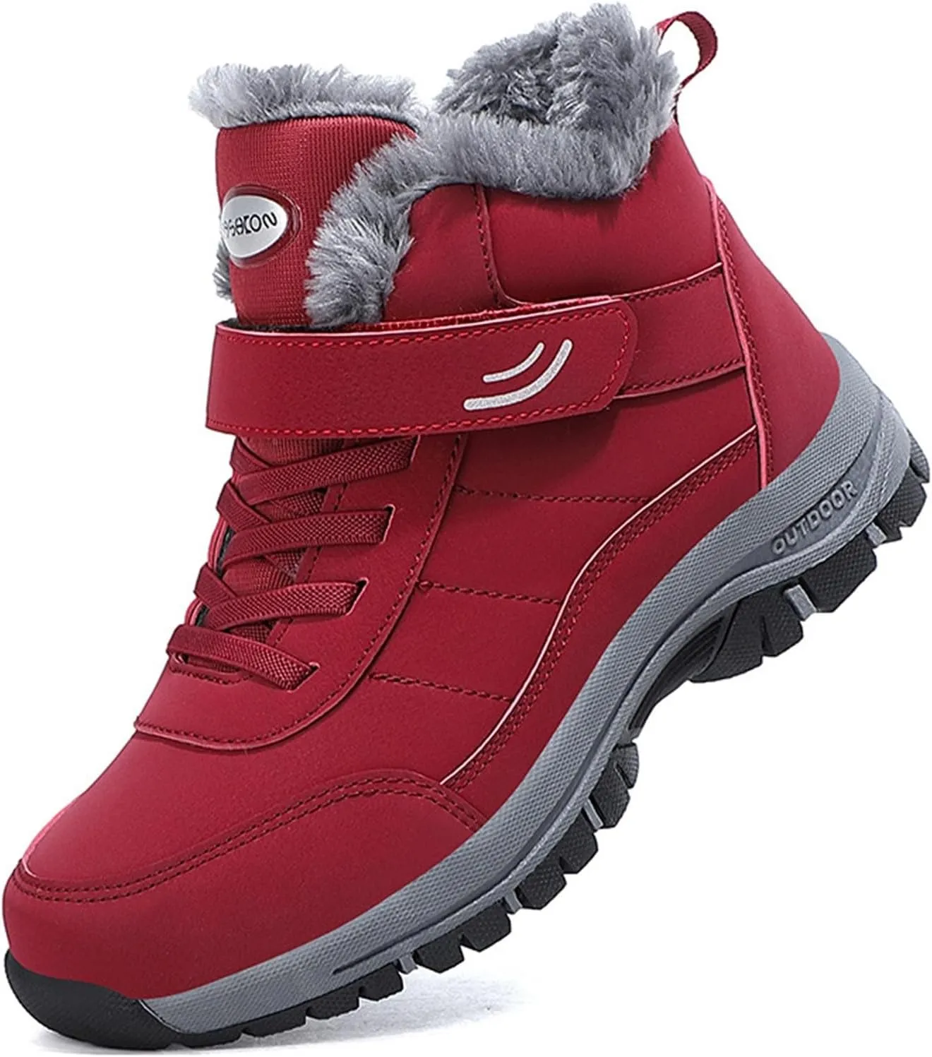 Mens Work Boots Steel Toe Hiking Sneakers Shoes Warm Fur Lined Women Safety Toe Shoes Insulated Waterproof Outdoor Shoes Leather Comfortable Hike Grounded Footwear