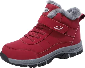 Mens Work Boots Steel Toe Hiking Sneakers Shoes Warm Fur Lined Women Safety Toe Shoes Insulated Waterproof Outdoor Shoes Leather Comfortable Hike Grounded Footwear