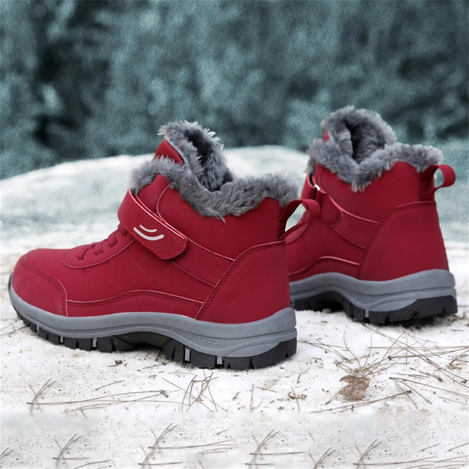 Mens Work Boots Steel Toe Hiking Sneakers Shoes Warm Fur Lined Women Safety Toe Shoes Insulated Waterproof Outdoor Shoes Leather Comfortable Hike Grounded Footwear