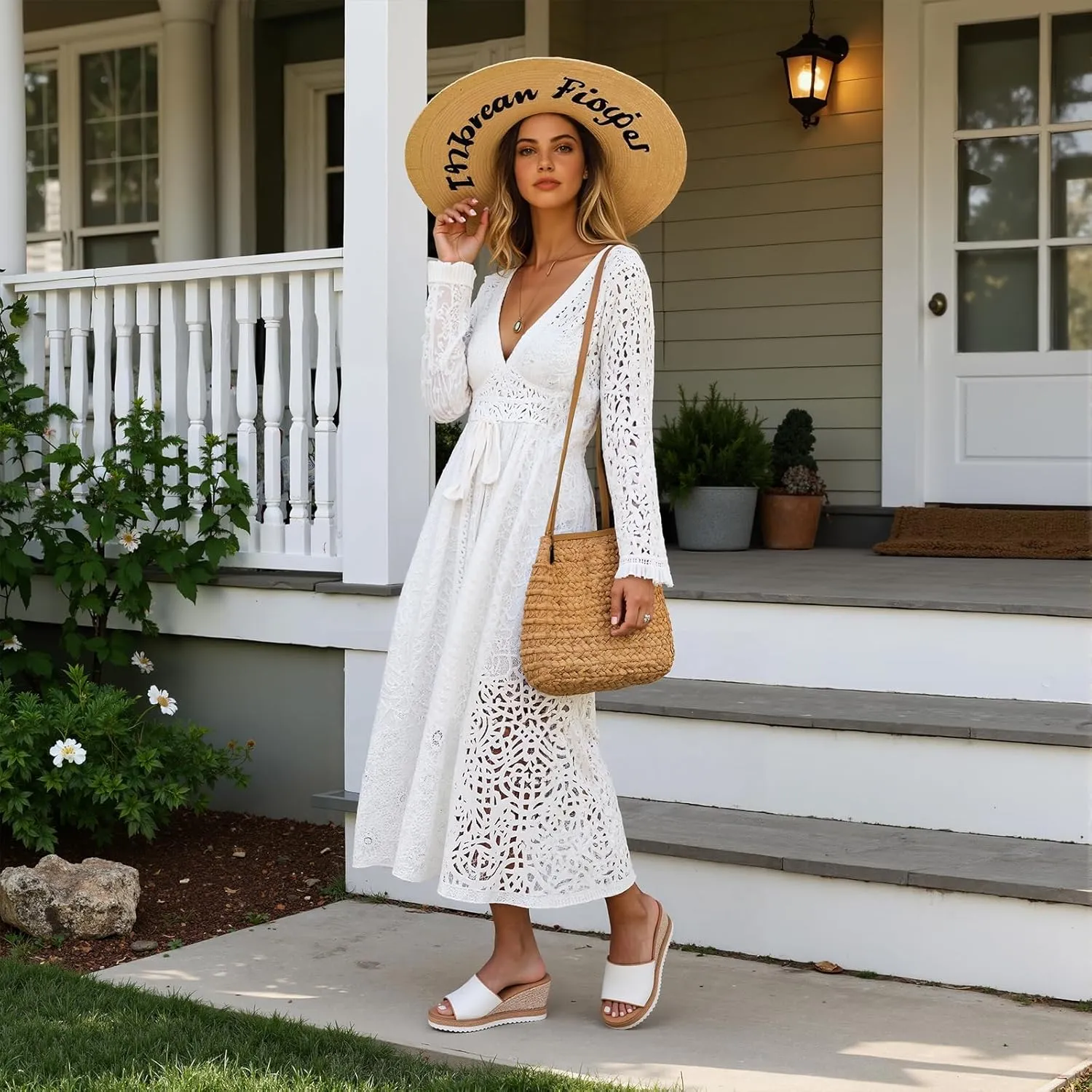 mikarka Slip On Wedge Sandals for Women, Open Toe Resort Platform Sandals Comfortable Beach Sandals Slide Espadrilles Wedges Dressy Summer Sandals Mules