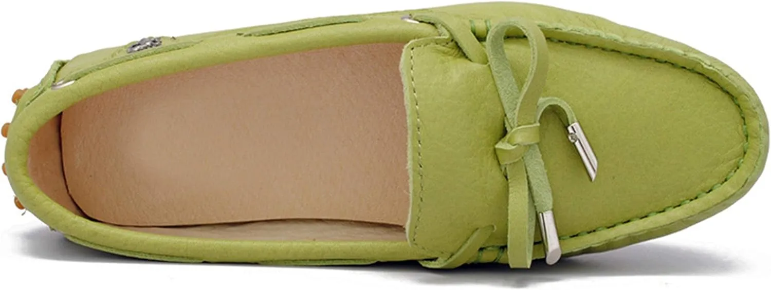 Minishion Boat Shoes for Women Comfortable Leather Loafers YB96010