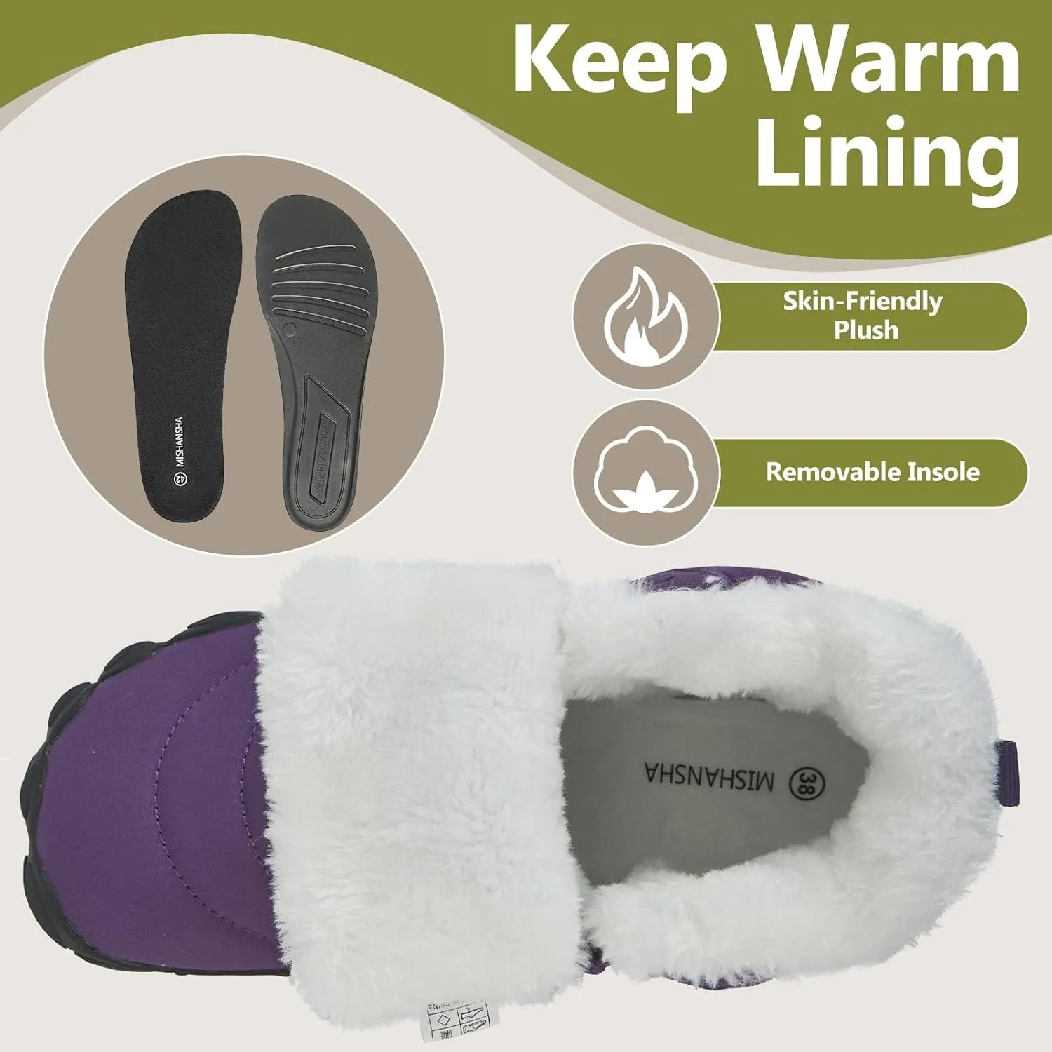 Mishansha Mens Womens Winter Barefoot Shoes Wide Toe Box Winter Boots Warm Lined Zero Drop Sole