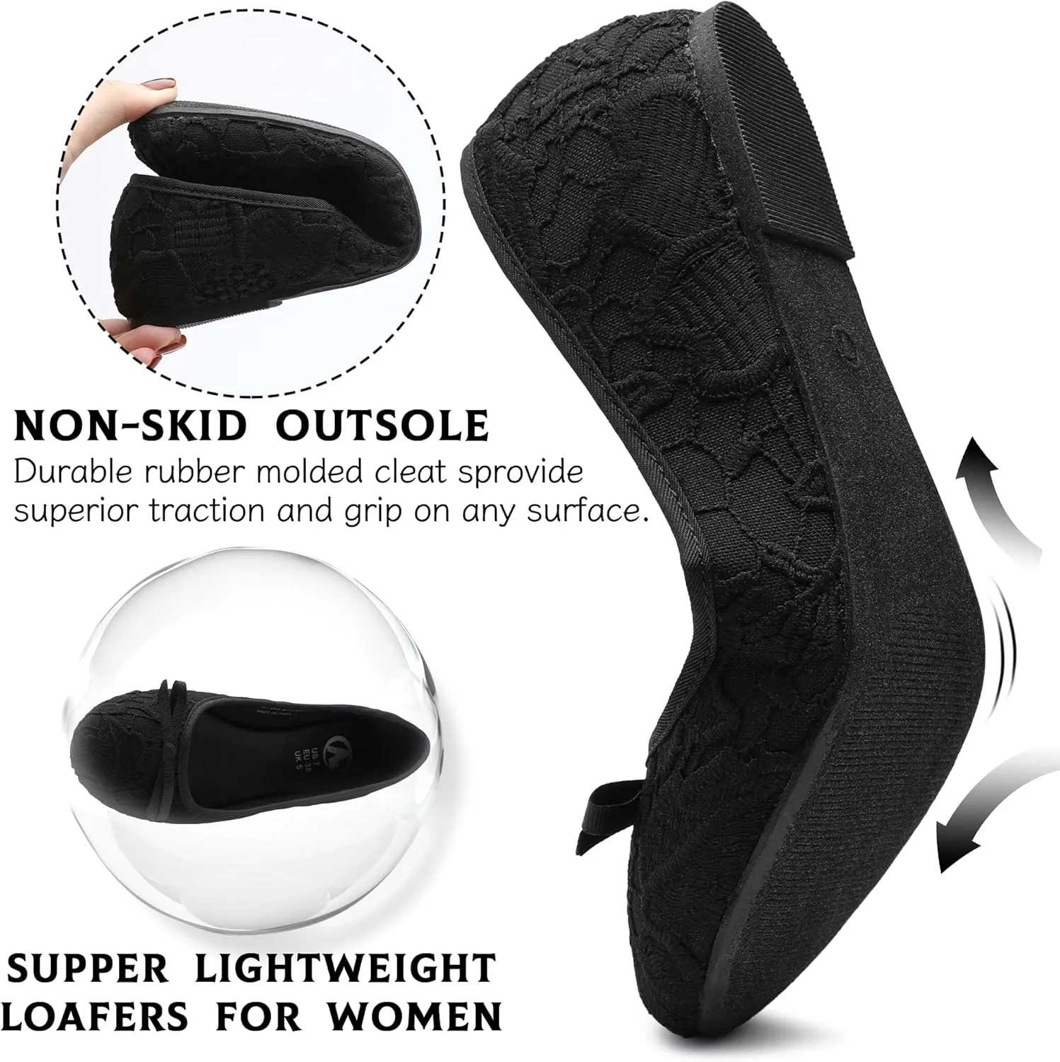 MIXIN Womens Ballet Flats Casual Loafers with Bowknot Round Toe Slip On for Women