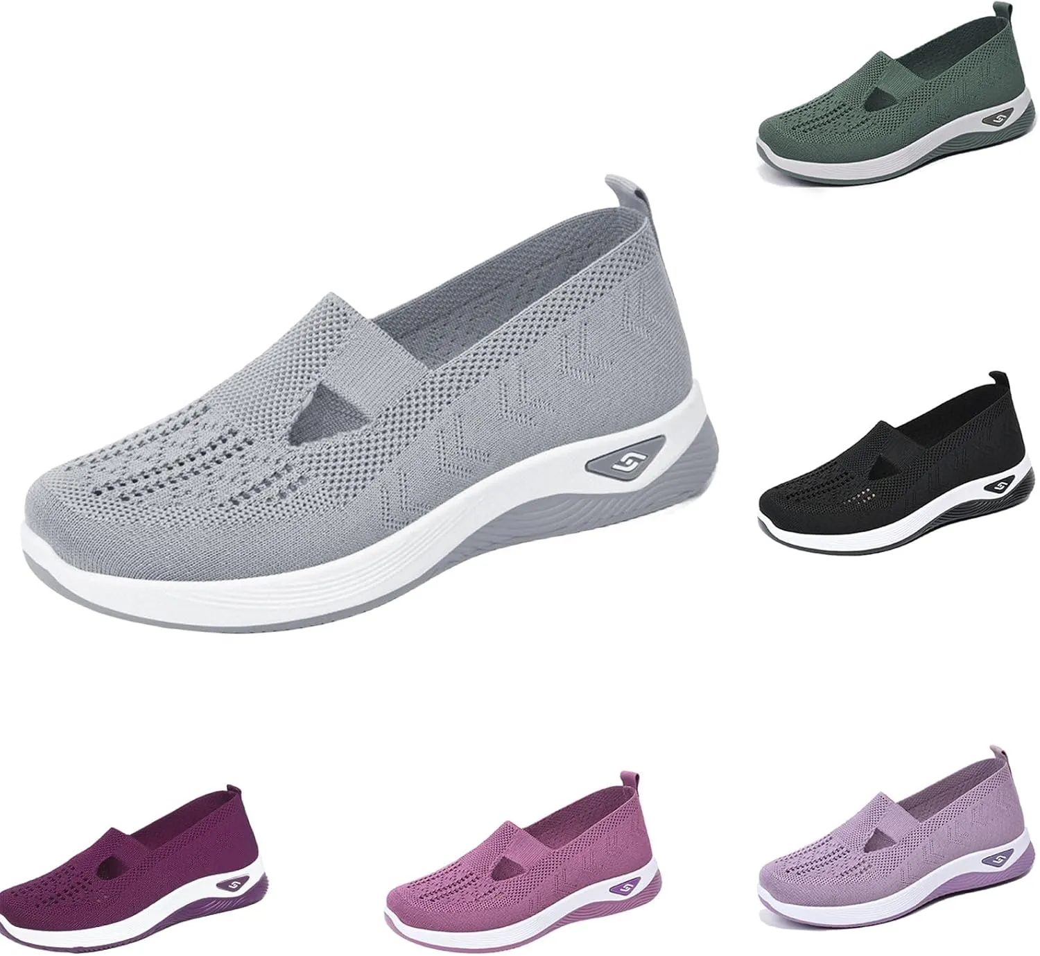 Mmoneyake Orthopedic Shoes for Women Arch Support Breathable Soft Shoes Comfy Walking Anti-Skid Sports Shoes Slip-On Breathable Mesh Trainers Casual Sneakers Footwear