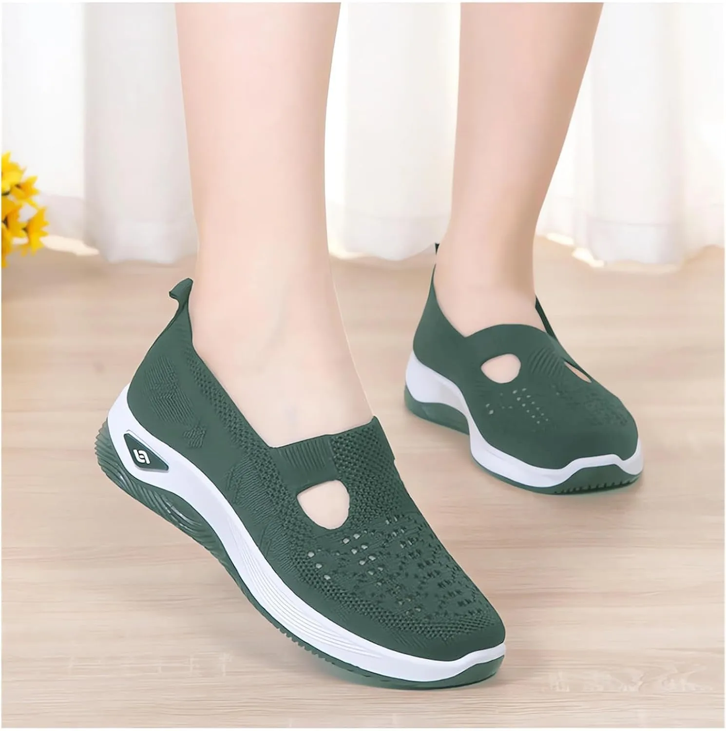 Mmoneyake Orthopedic Shoes for Women Arch Support Breathable Soft Shoes Comfy Walking Anti-Skid Sports Shoes Slip-On Breathable Mesh Trainers Casual Sneakers Footwear