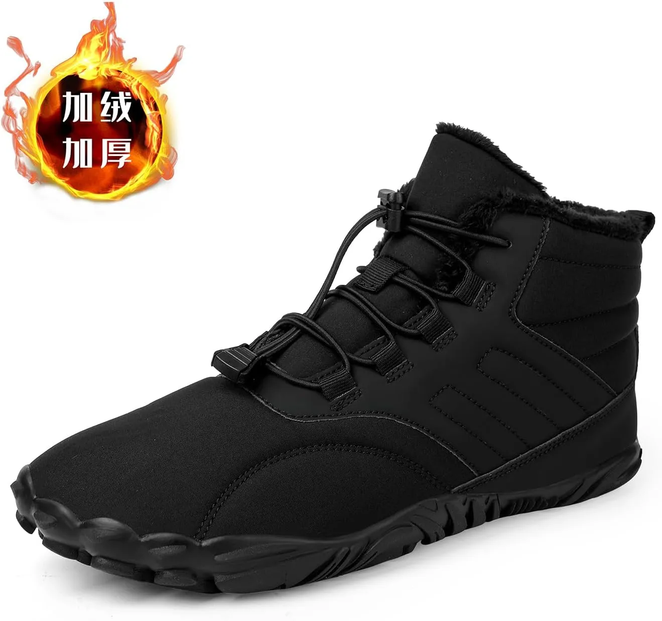 Mmoneyake Winter Snow Shoes for Women Men Warm Fur Lined Waterproof Snow Sneakers Wide Toe Box Zero Drop Ankle Booties Non-Slip Barefoot Outdoor Shoes Fashion Short Boots