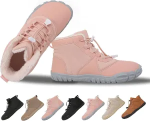MOCHINI Snow Boots Mens Womens Winter Footwear Barefoot Shoes Warm Fur Lined Ankle Booties Hiking Trekking Trail Climbing Shoes Lace Up Anti-Slip Waterproof Hiking Boots, Wide Walking Shoes