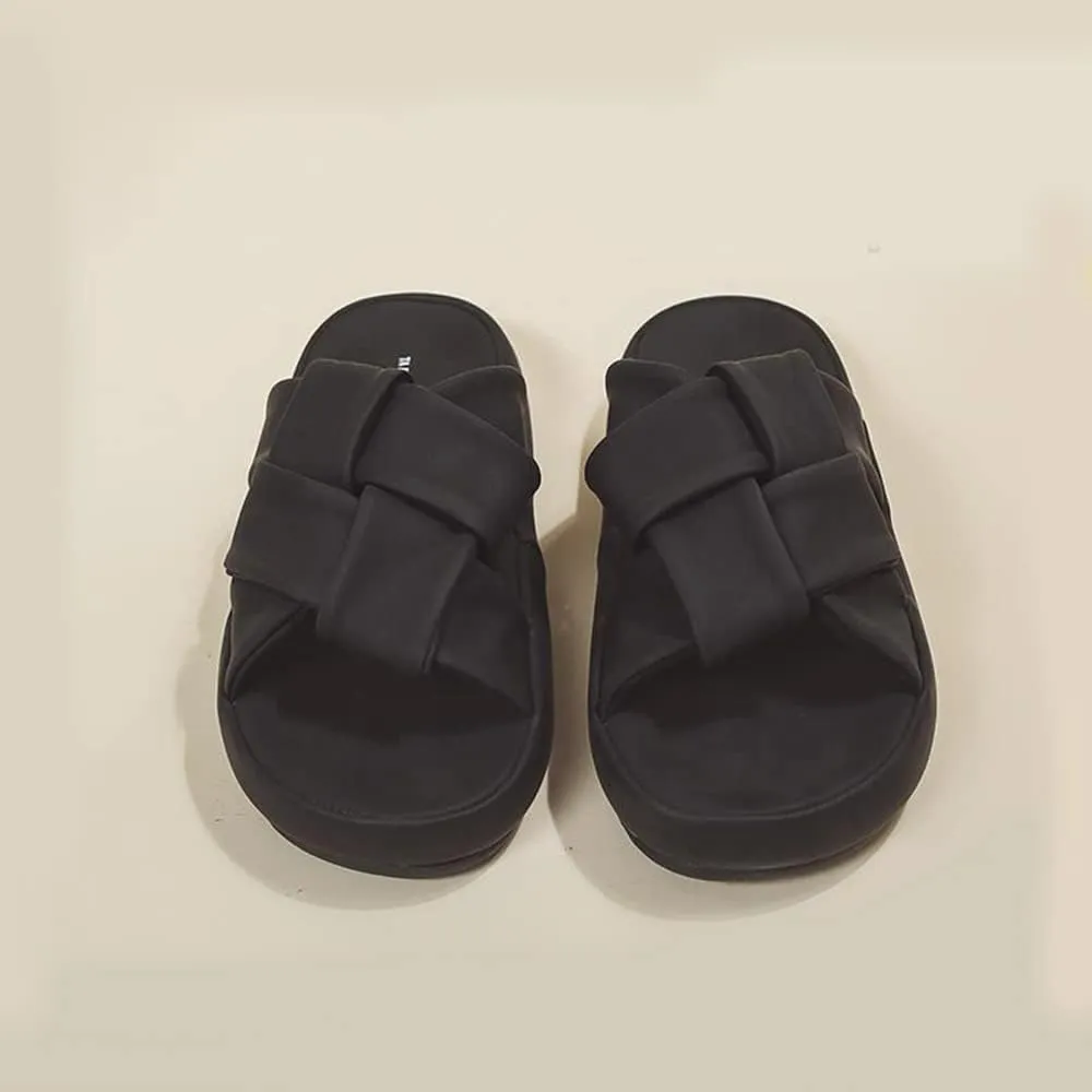 MOLERFO Womens Platform Sandals Summer Fashion Ladies Waffle Cross Like Stepping on A Cloud Basic Slipper