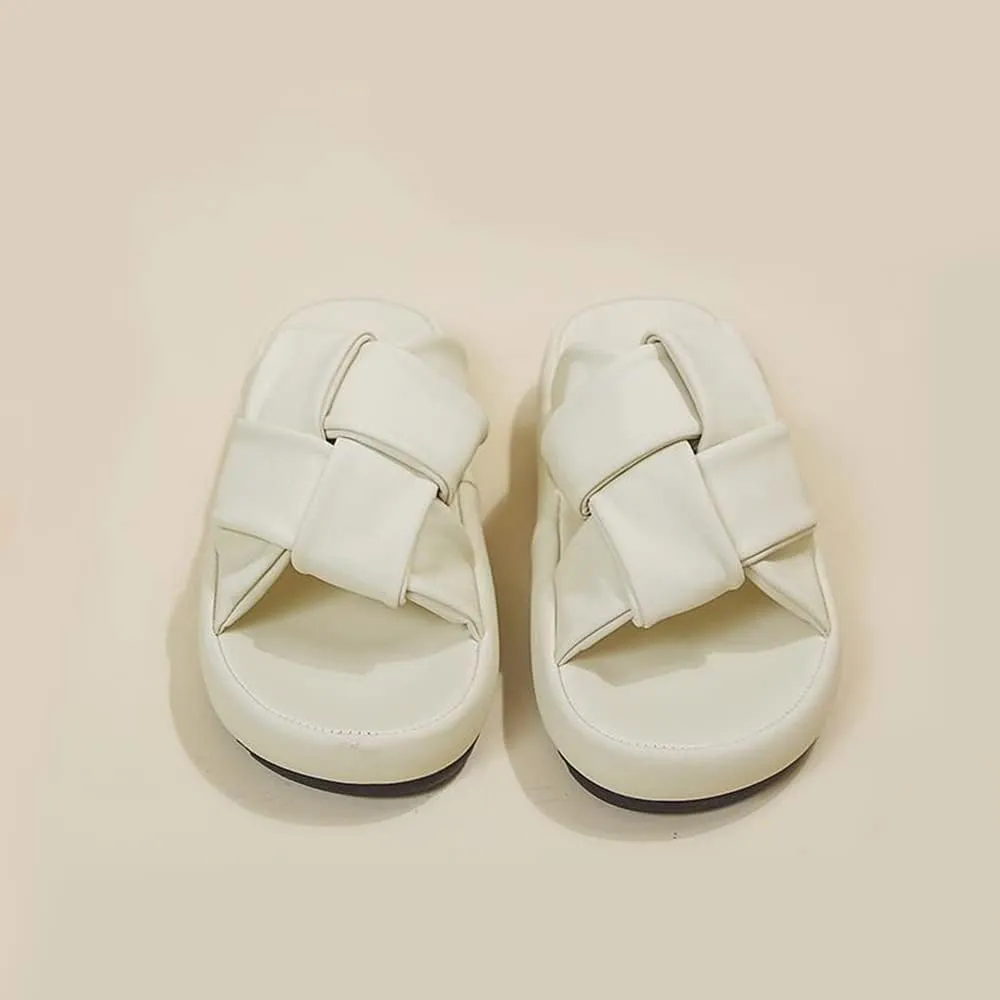 MOLERFO Womens Platform Sandals Summer Fashion Ladies Waffle Cross Like Stepping on A Cloud Basic Slipper