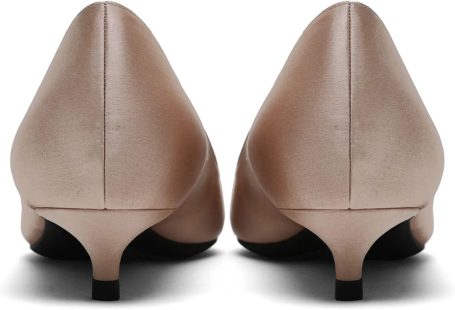 MOOMMO Low Kitten Heel Pumps for Women Pointed Toe Satin Dress Shoes Slip On 1 Inch Low Heel Work Pumps Comfy Basic Casual Office Evening Party Bridal Pump Shoes 4-13 M US