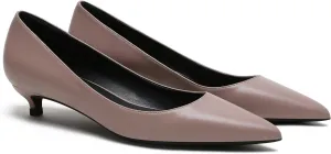 MOOMMO Low Kitten Heel Pumps for Women Pointed Toe Satin Dress Shoes Slip On 1 Inch Low Heel Work Pumps Comfy Basic Casual Office Evening Party Bridal Pump Shoes 4-13 M US
