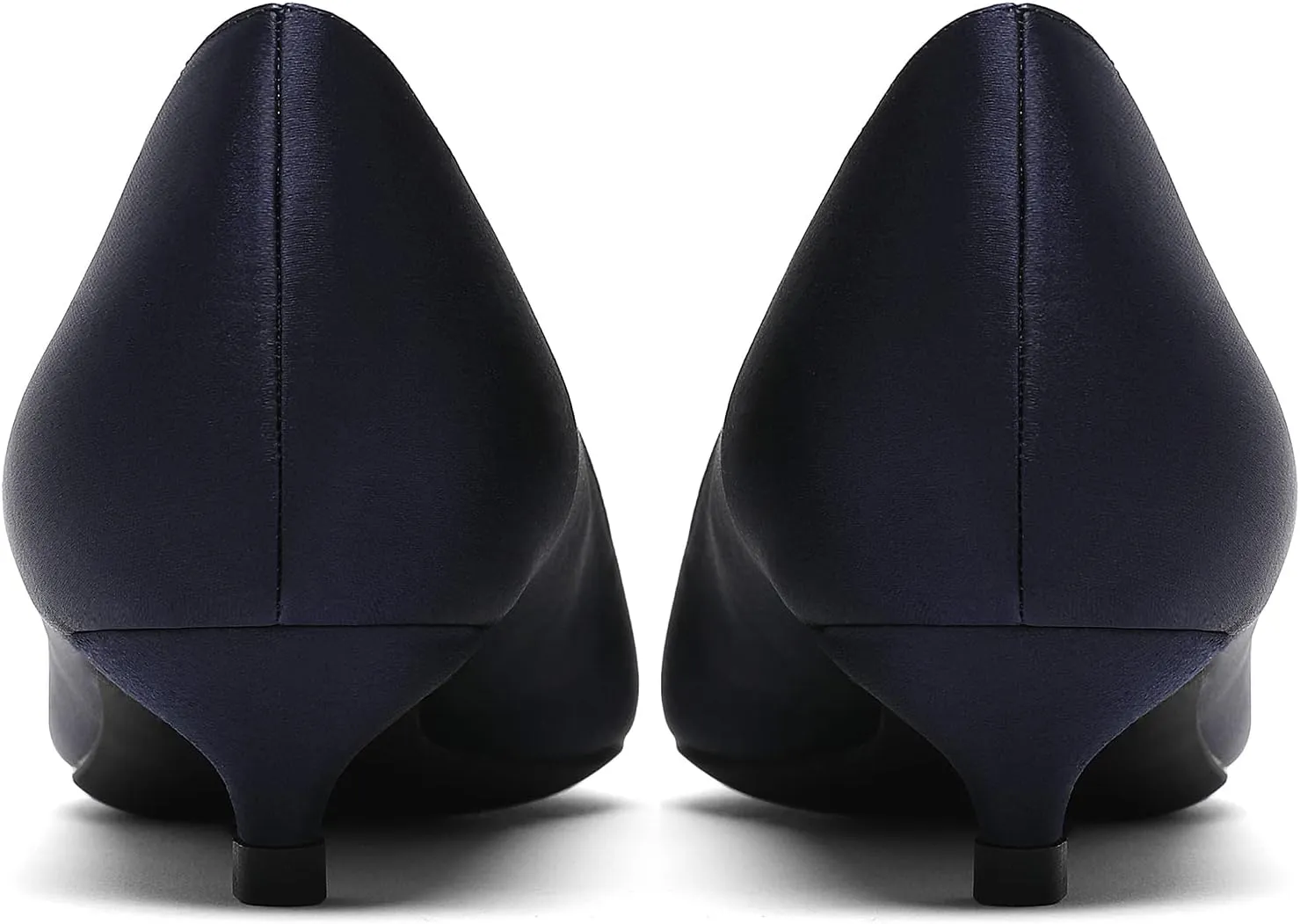 MOOMMO Low Kitten Heel Pumps for Women Pointed Toe Satin Dress Shoes Slip On 1 Inch Low Heel Work Pumps Comfy Basic Casual Office Evening Party Bridal Pump Shoes 4-13 M US
