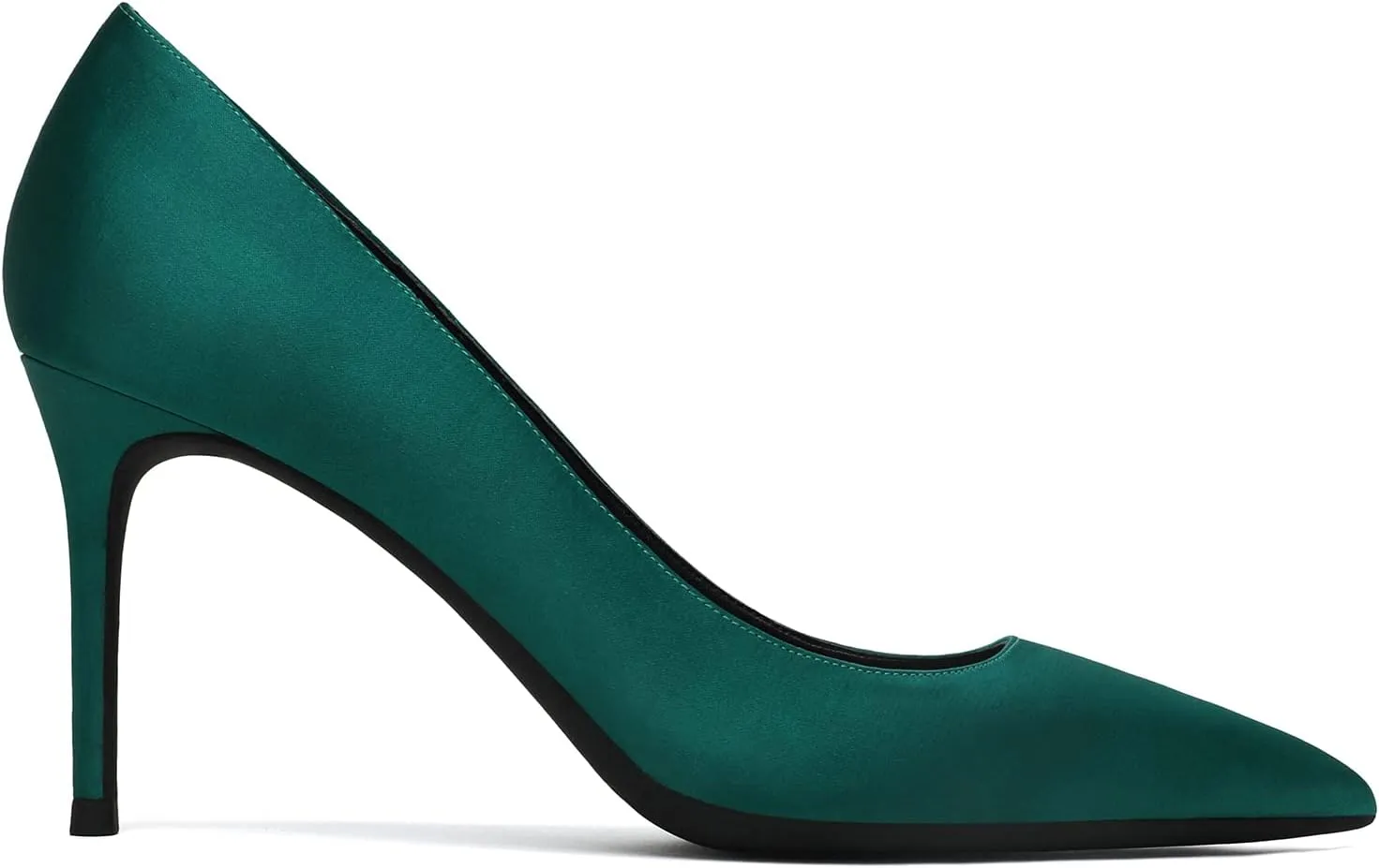 MOOMMO Women Classic High Heels Pumps Shoes Pointed Toe Slip On Satin Heels Stiletto Dress Shoes Pointed Closed Toe 3" Kitten Heel Sandals Office Ladies Bridal Wedding Party Formal Basic 4-13 M US