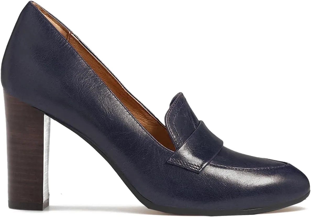 MOOMMO Women's Chunky Block Heel Pumps Round Closed Toe Slip On Oxford Loafers Shoes High Heels Snake Skin Work Pump Suede Loafer for Office Ladies Classic Formal Business Professional 4-13 M US