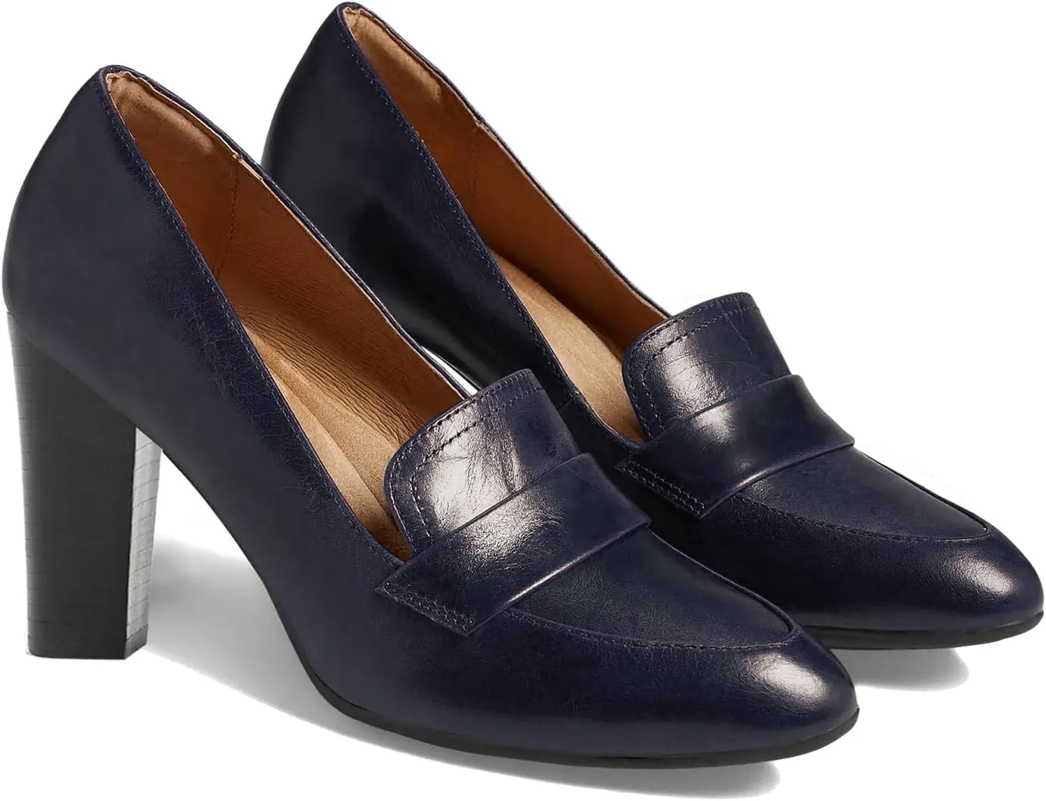 MOOMMO Women's Chunky Block Heel Pumps Round Closed Toe Slip On Oxford Loafers Shoes High Heels Snake Skin Work Pump Suede Loafer for Office Ladies Classic Formal Business Professional 4-13 M US