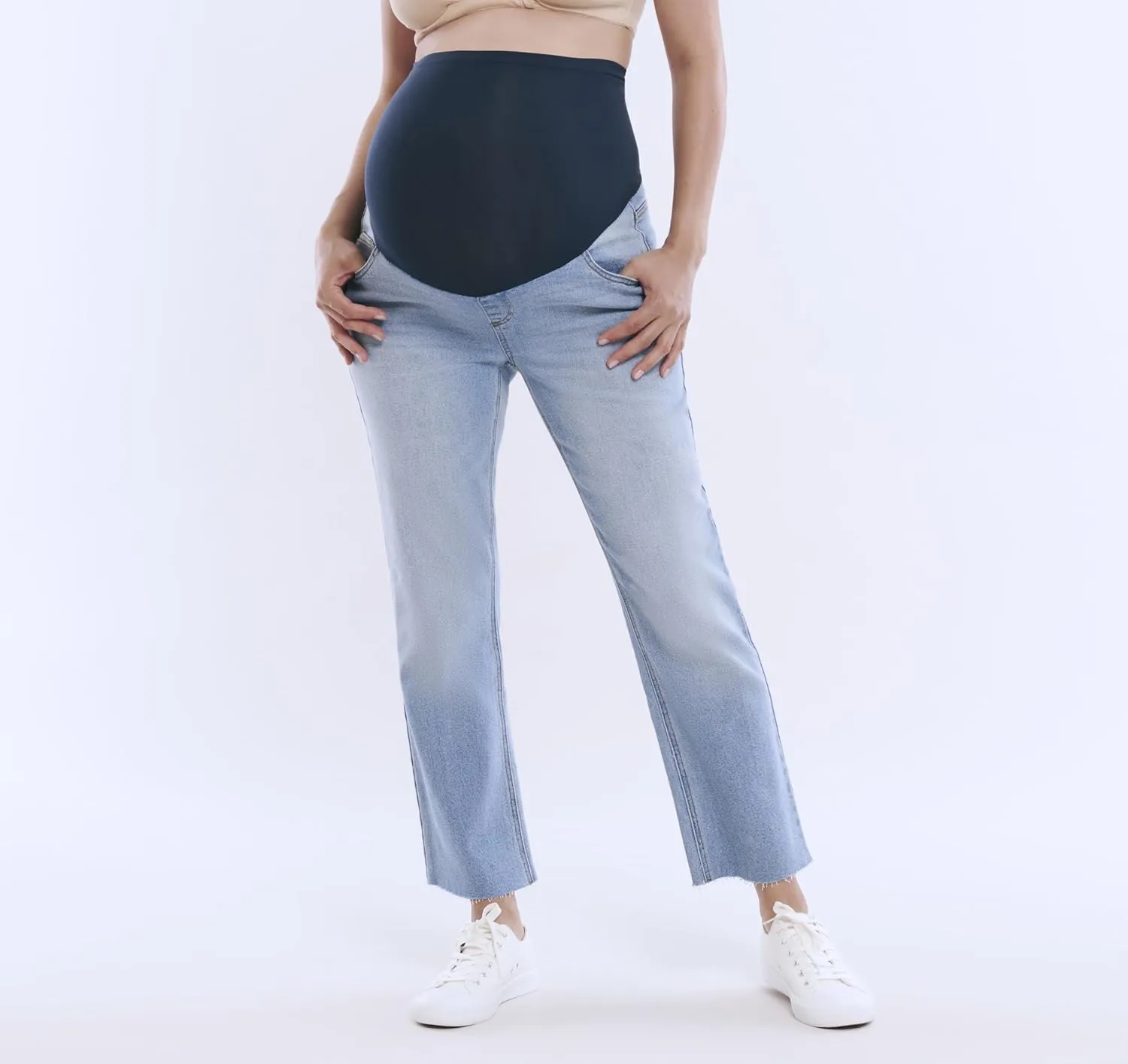Motherhood Maternity Women's Secret Fit Over The Belly Slim Straight Leg Pregnancy Jeans
