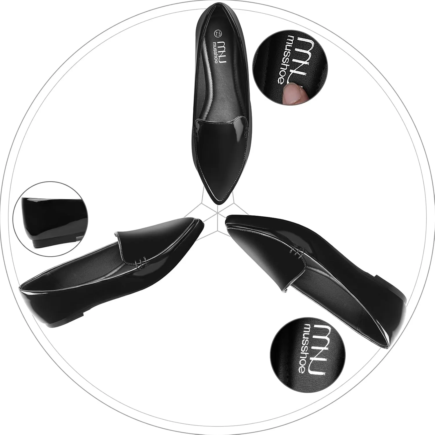 MUSSHOE Loafers for Women Comfortable Pointed Toe Memory Foam Women's Loafers