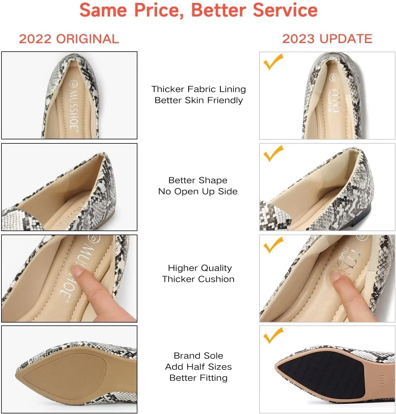 MUSSHOE Loafers for Women Comfortable Pointed Toe Memory Foam Women's Loafers