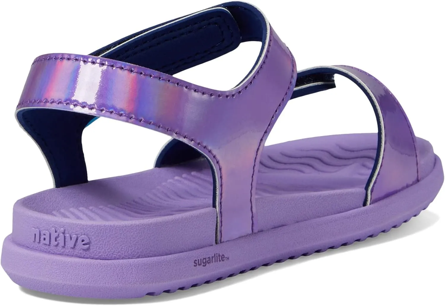 Native Shoes Kids Charley Sugarlite Hologram Flat Sandals for Little Kid - Hook-Loop Closure with EVA Footbed, and Open Toe Design
