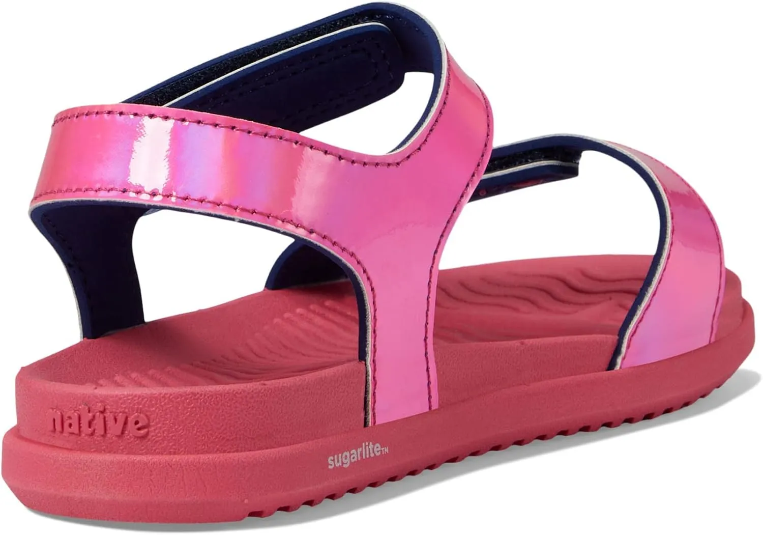 Native Shoes Kids Charley Sugarlite Hologram Flat Sandals for Little Kid - Hook-Loop Closure with EVA Footbed, and Open Toe Design