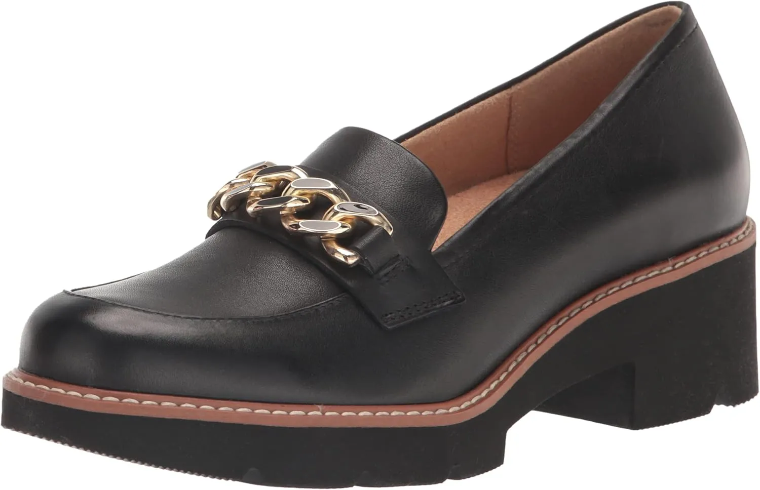 Naturalizer Women's Desi Chain Detail Lug Sole Heel Loafer
