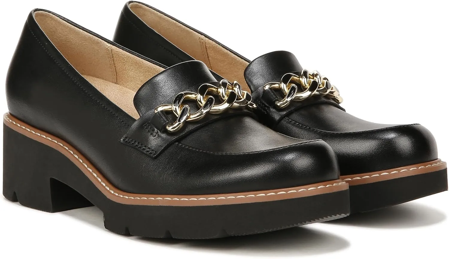 Naturalizer Women's Desi Chain Detail Lug Sole Heel Loafer