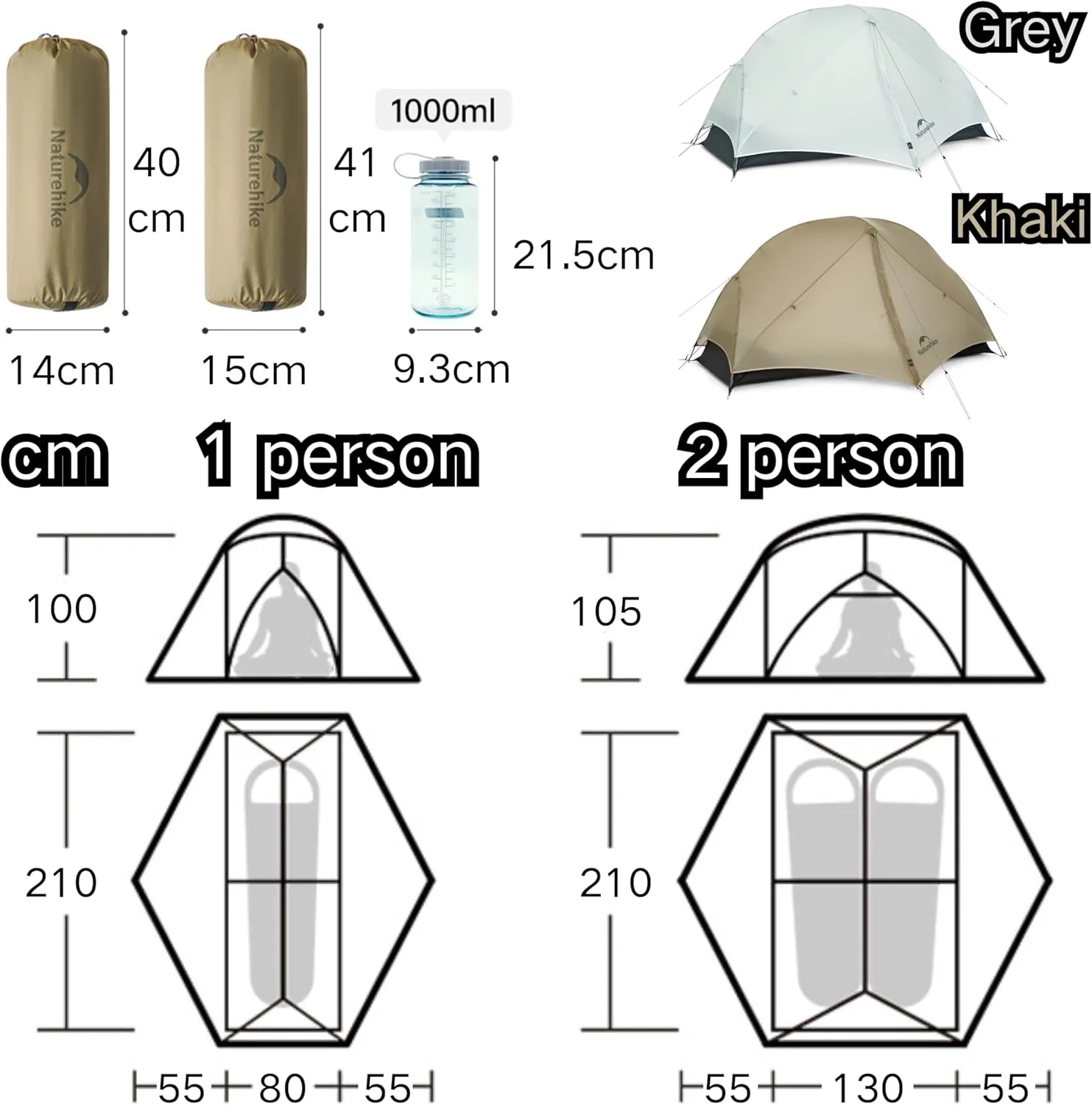 Naturehike Mongar UL Tent [2025 Upgrade] 1.5kg/3.3lb Ultralight Tents,1/2 Person Backpacking Tent,4 Modes of use, Waterproof,Hiking Tents for Camping with Front Porch,Easy Set up