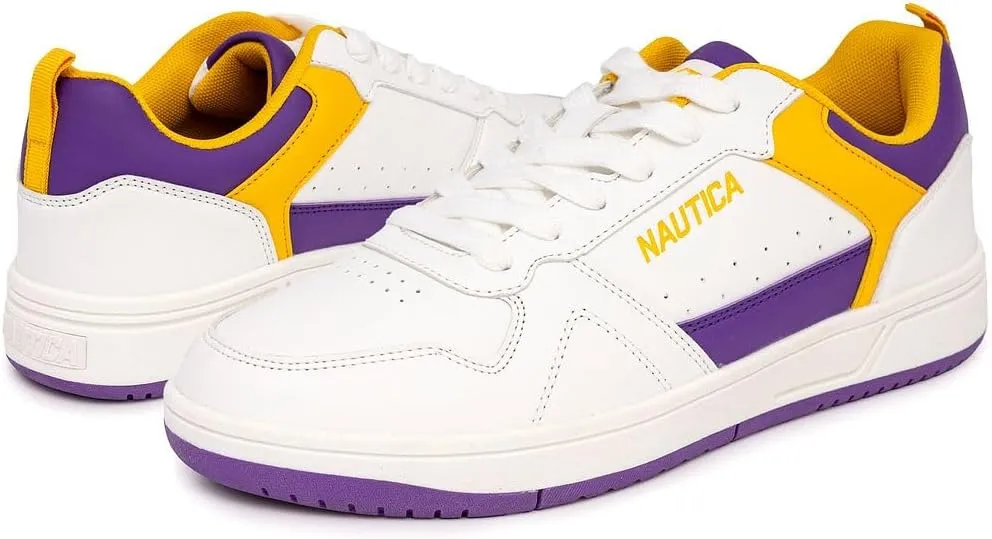 Nautica Men's Classic Low-Top Sneakers – Retro Lace-Up Casual Shoes for Tennis and Basketball-Inspired Style